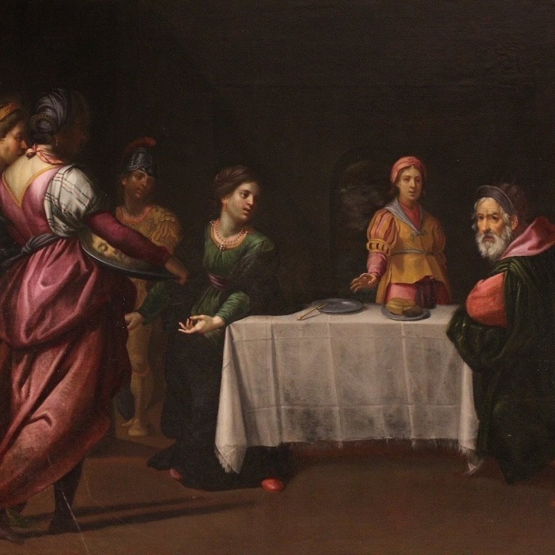 Great 17th-century Italian Painting, Herod's Feast With Salome And The Head Of John The Baptist-photo-3