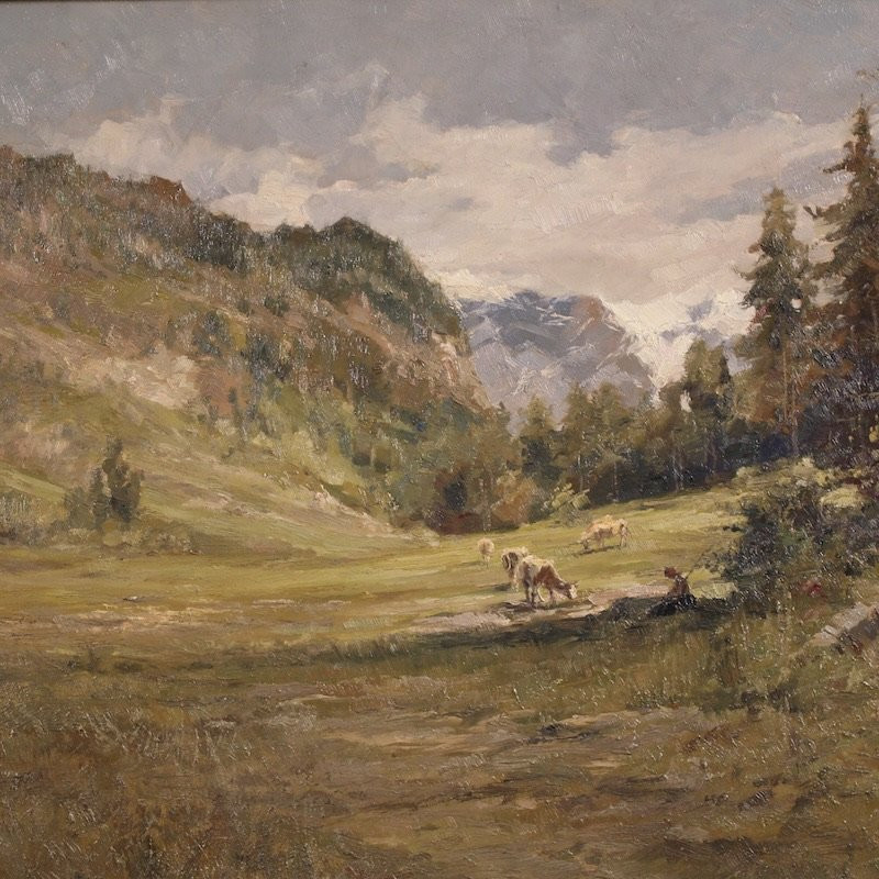 Italian Landscape Painting Signed Giuseppe Gheduzzi From The 20th Century-photo-3