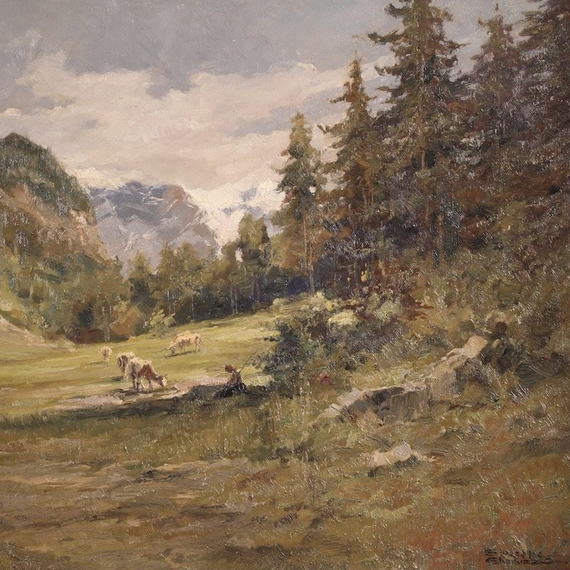 Italian Landscape Painting Signed Giuseppe Gheduzzi From The 20th Century-photo-4