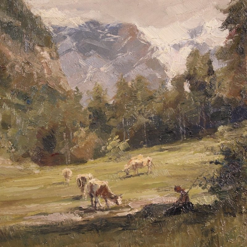 Italian Landscape Painting Signed Giuseppe Gheduzzi From The 20th Century-photo-2