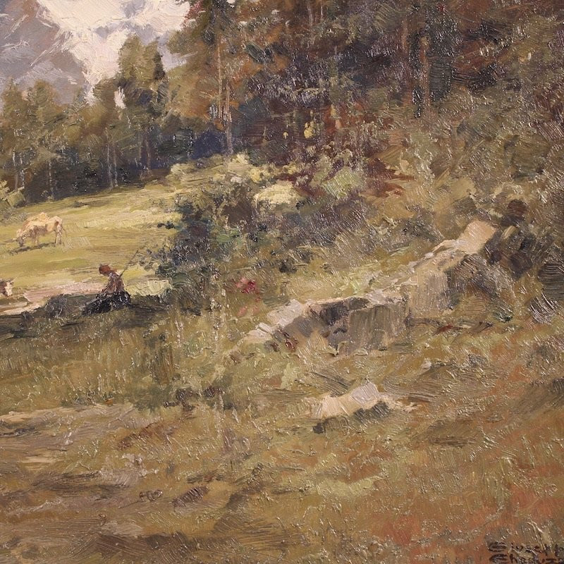 Italian Landscape Painting Signed Giuseppe Gheduzzi From The 20th Century-photo-6