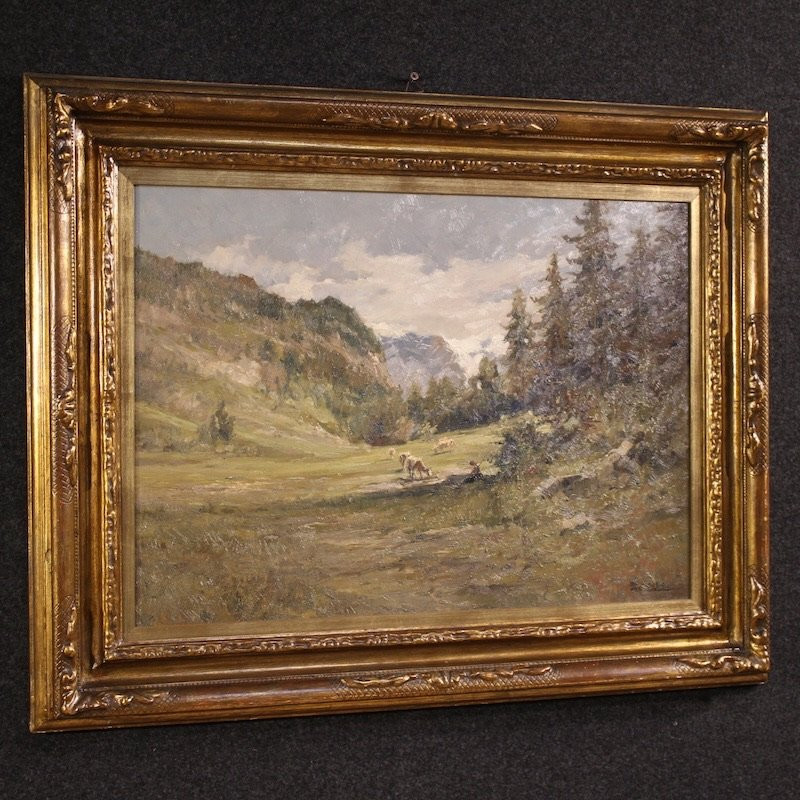 Italian Landscape Painting Signed Giuseppe Gheduzzi From The 20th Century-photo-8