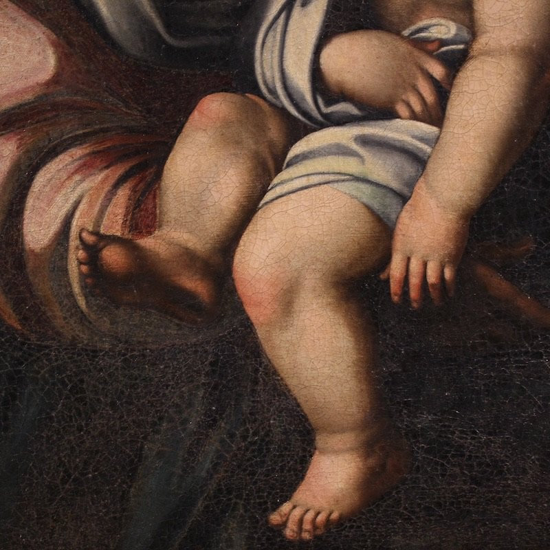 Ancien tableau italien Vierge à l'Enfant du 18ème siècle-photo-2