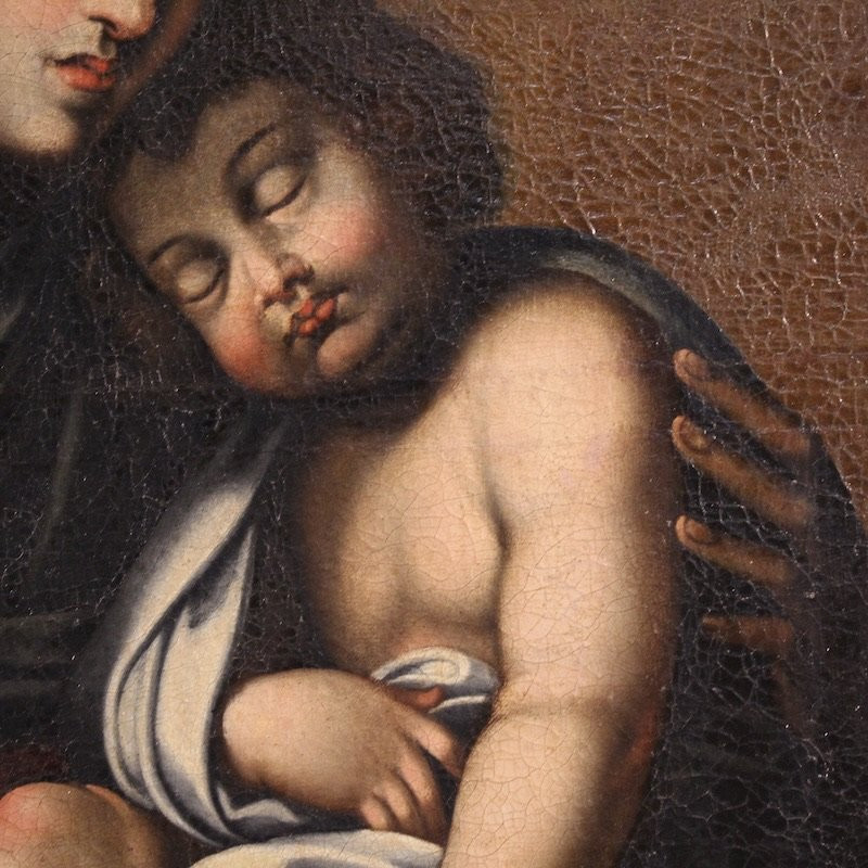 Ancien tableau italien Vierge à l'Enfant du 18ème siècle-photo-4