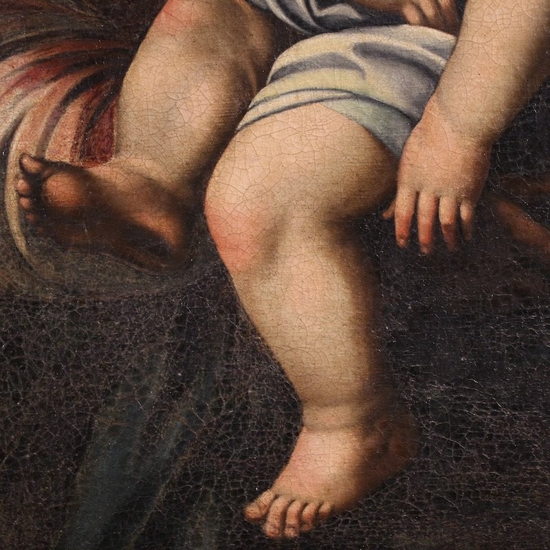 Ancien tableau italien Vierge à l'Enfant du 18ème siècle-photo-5