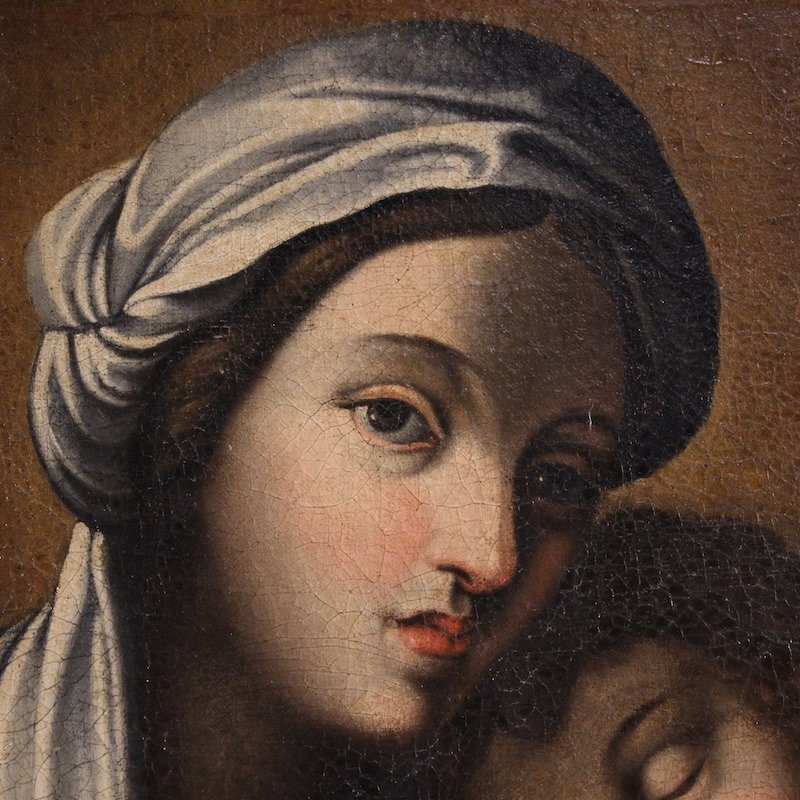 Ancien tableau italien Vierge à l'Enfant du 18ème siècle-photo-6