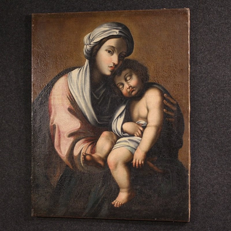 Ancien tableau italien Vierge à l'Enfant du 18ème siècle-photo-7