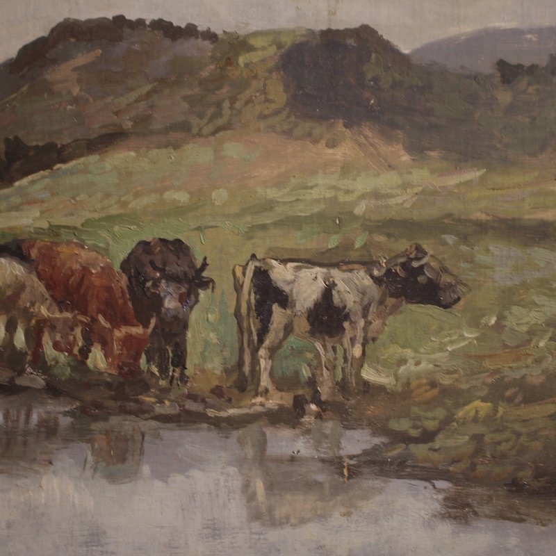 Tableau paysage bucolique signé Giron 20ème siècle-photo-6