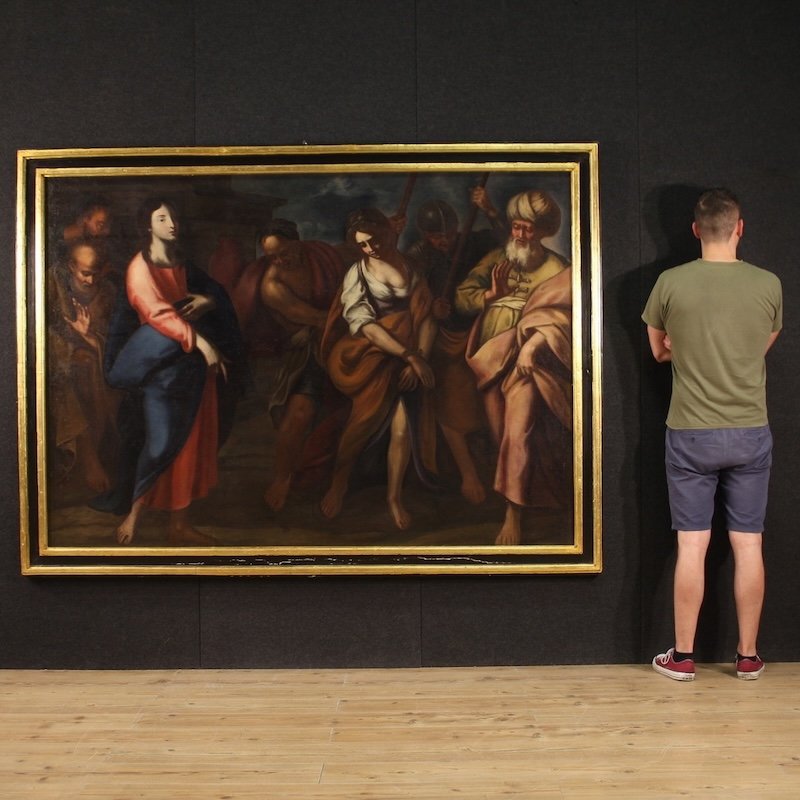 Great 17th-century Italian Painting, Christ And The Adulteress-photo-4