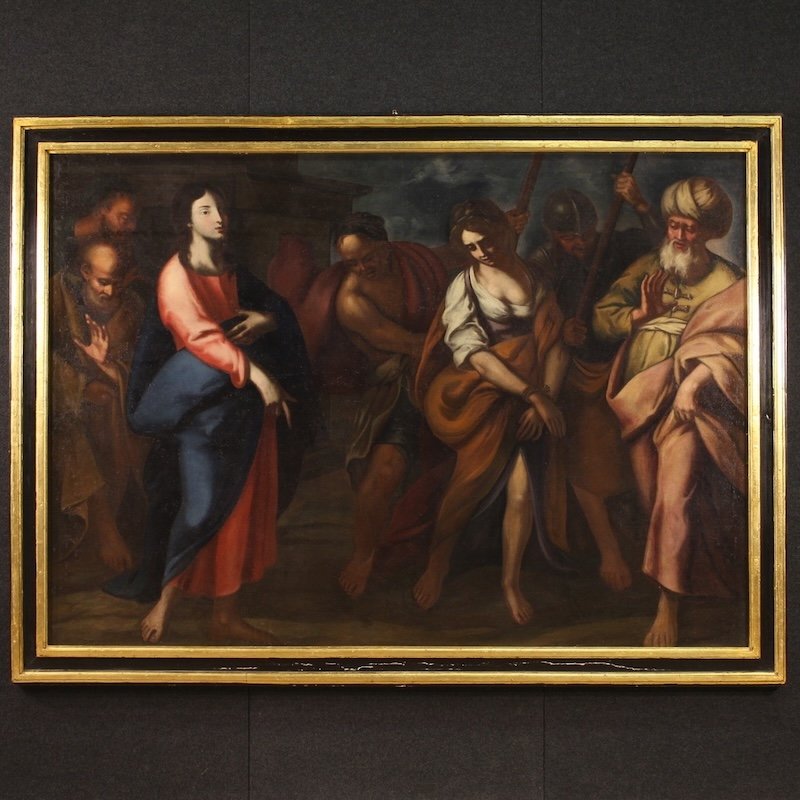 Great 17th-century Italian Painting, Christ And The Adulteress