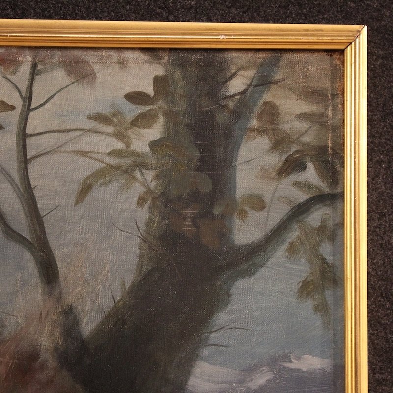 Peinture italienne « Hiver » du 19ème siècle-photo-5