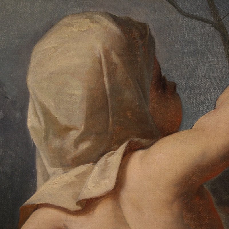 Peinture italienne « Hiver » du 19ème siècle-photo-6