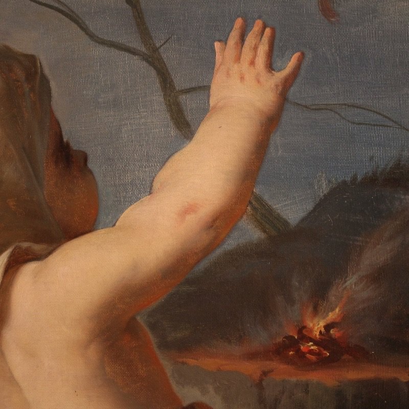 Peinture italienne « Hiver » du 19ème siècle-photo-8