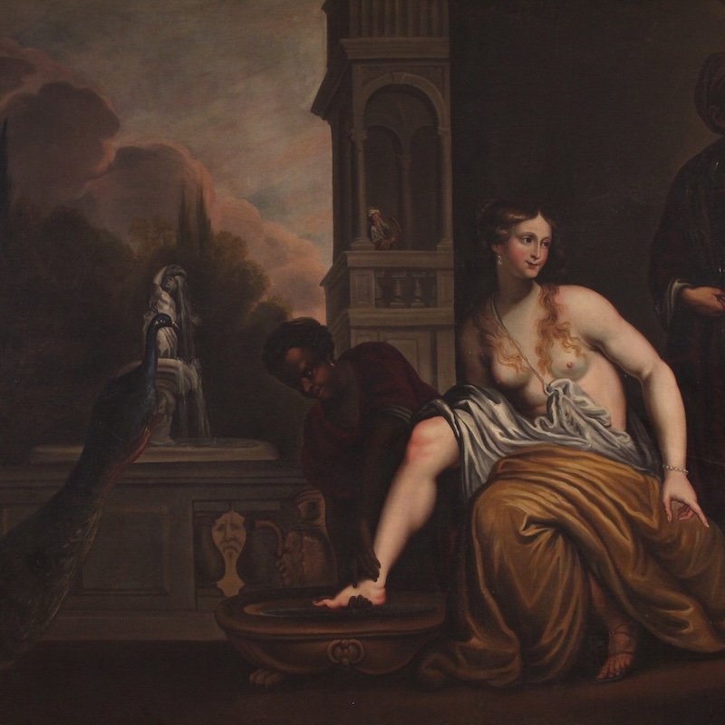 Tableau italien du 18ème siècle, Bethsabée au bain-photo-4
