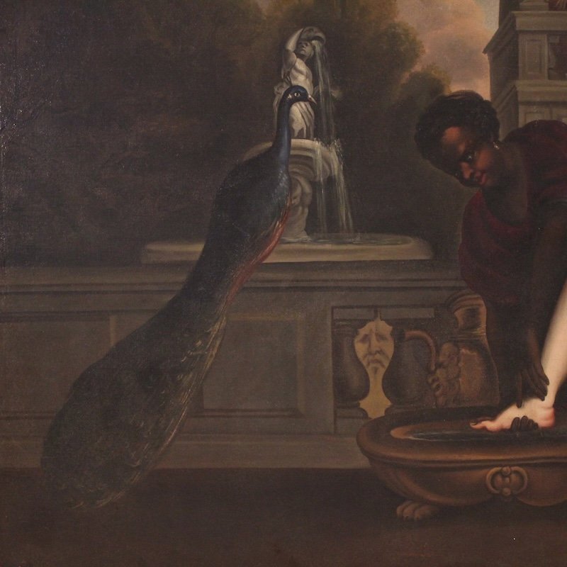Tableau italien du 18ème siècle, Bethsabée au bain-photo-4