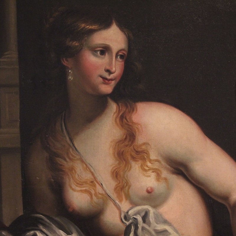 Tableau italien du 18ème siècle, Bethsabée au bain-photo-5