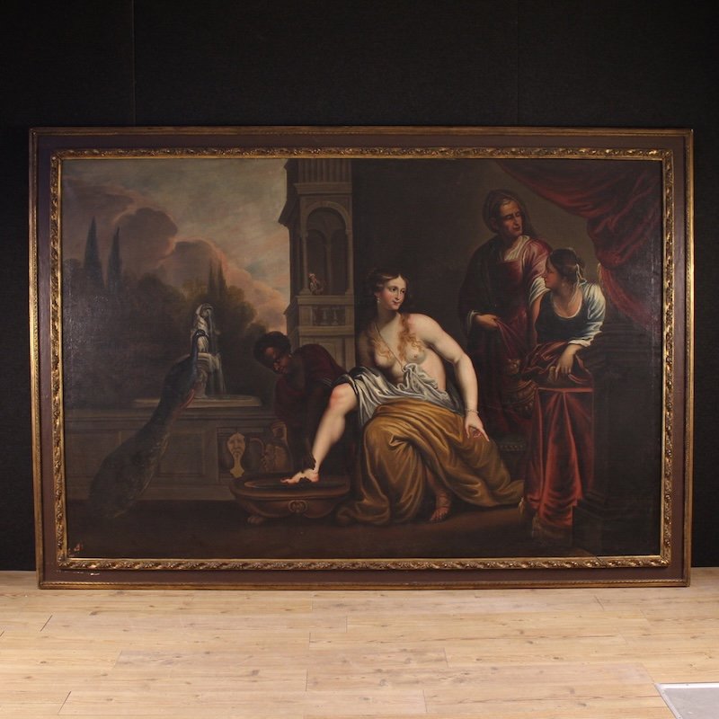 Tableau italien du 18ème siècle, Bethsabée au bain