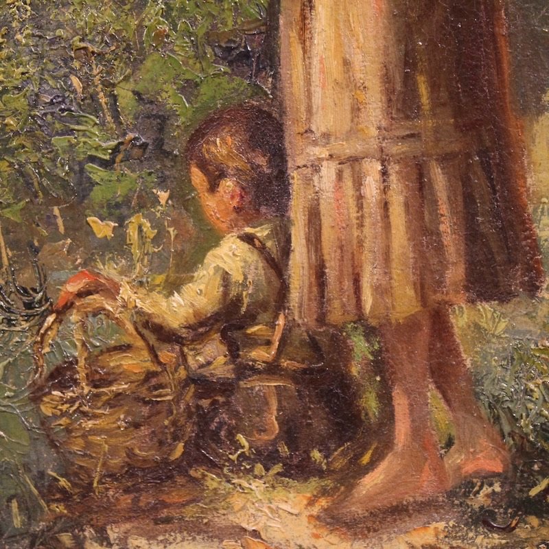 Tableau italien de paysage avec personnage signé et daté 1914-photo-4