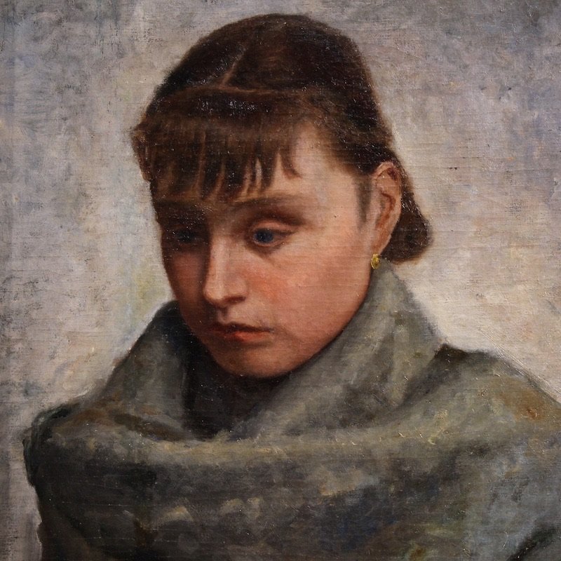 Italian Painting Portrait Of A Woman In Impressionist Style-photo-2