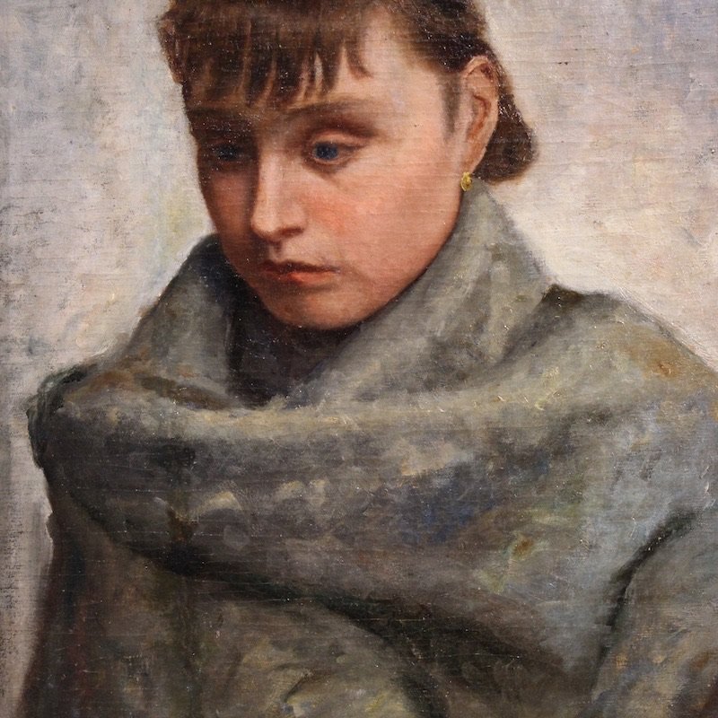 Italian Painting Portrait Of A Woman In Impressionist Style-photo-3