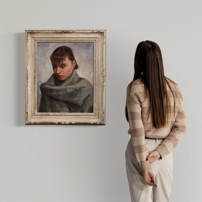Italian Painting Portrait Of A Woman In Impressionist Style-photo-4