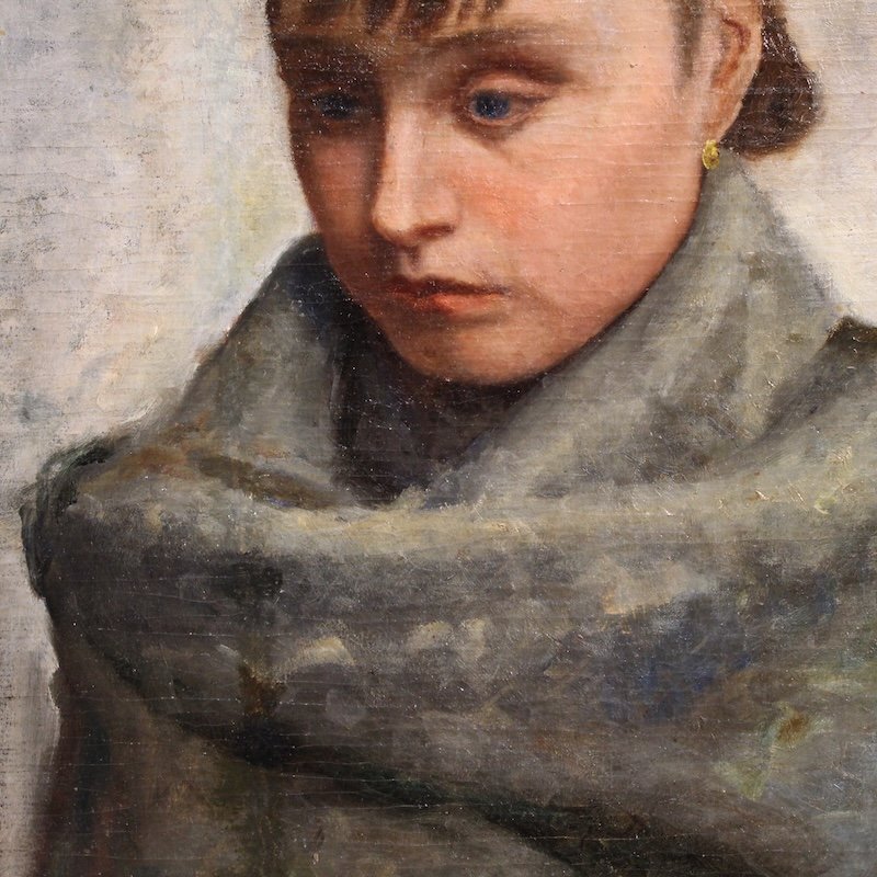 Italian Painting Portrait Of A Woman In Impressionist Style-photo-3