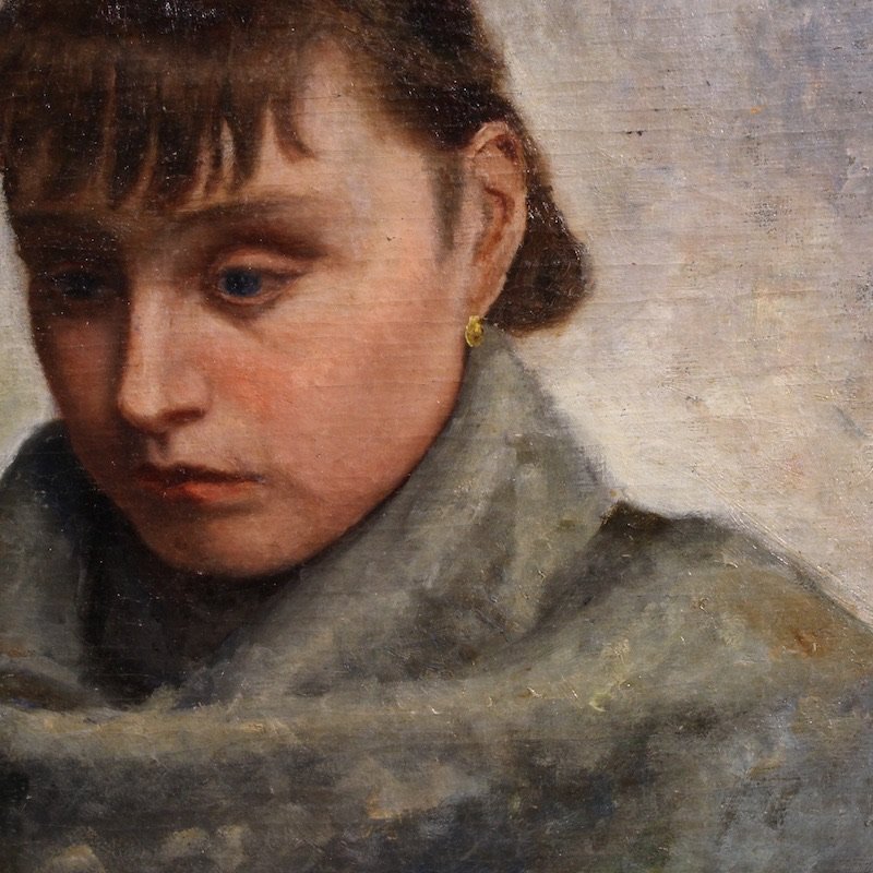 Italian Painting Portrait Of A Woman In Impressionist Style-photo-4