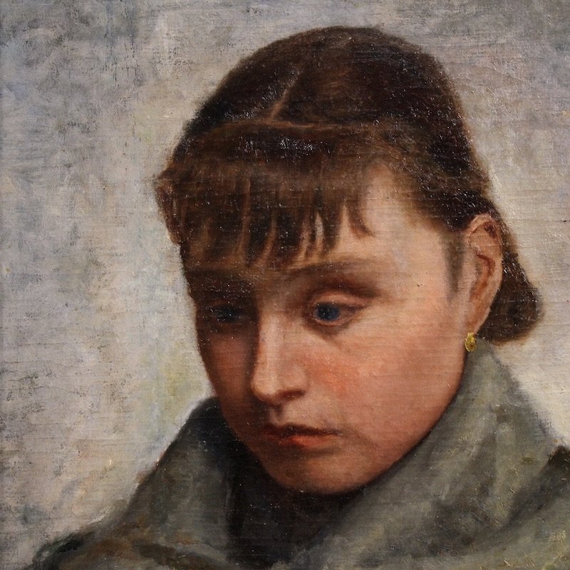 Italian Painting Portrait Of A Woman In Impressionist Style-photo-5