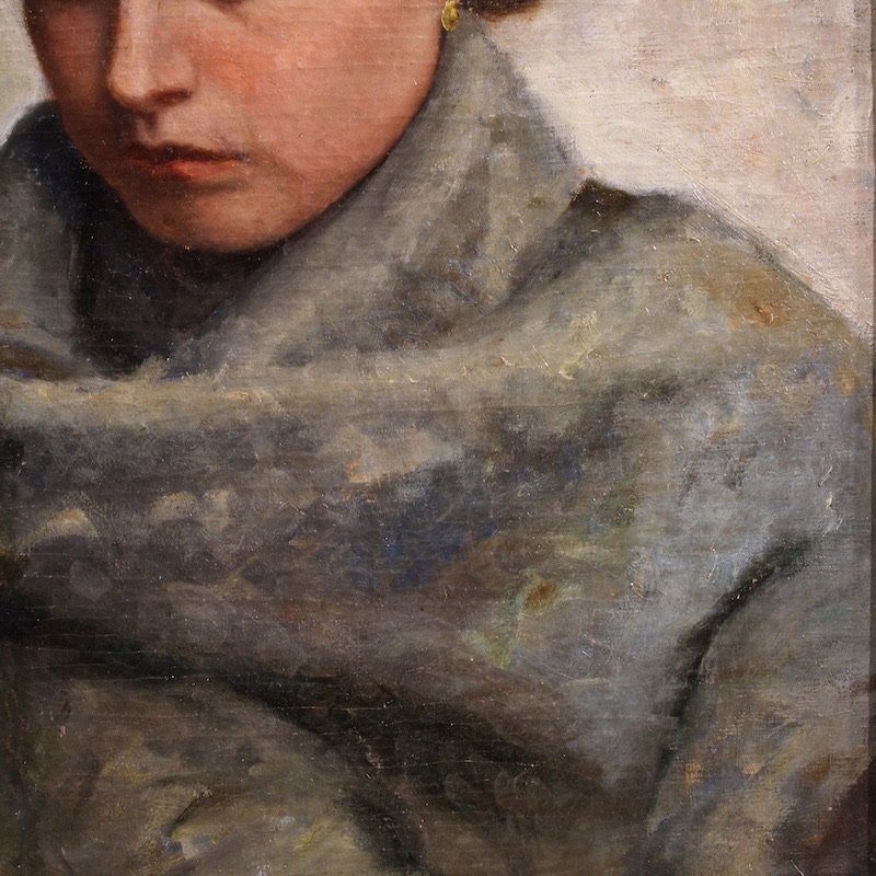 Italian Painting Portrait Of A Woman In Impressionist Style-photo-6