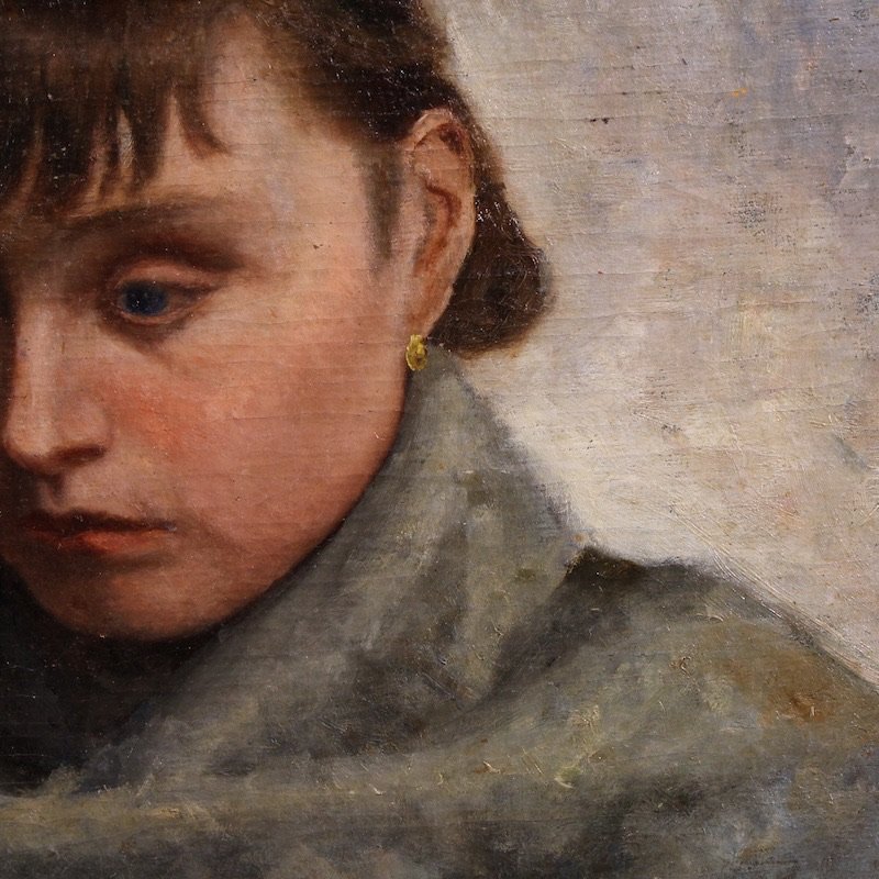 Italian Painting Portrait Of A Woman In Impressionist Style-photo-7