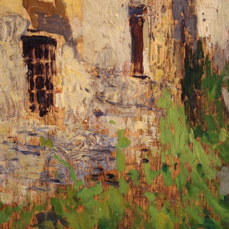 Tableau italien de paysage, vue de maisons, du 20ème siècle-photo-6