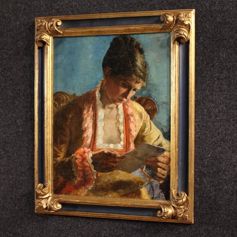 French Painting, Portrait Of A Woman With A Letter, Dated 1979-photo-8
