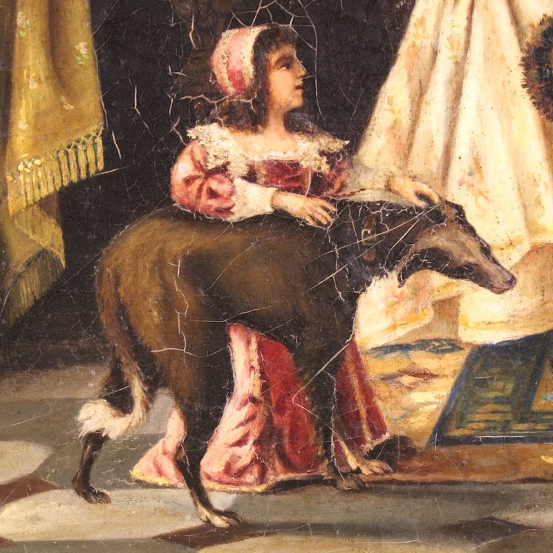 Italian Interior Scene Painting Signed F. Bonati 1913-photo-7
