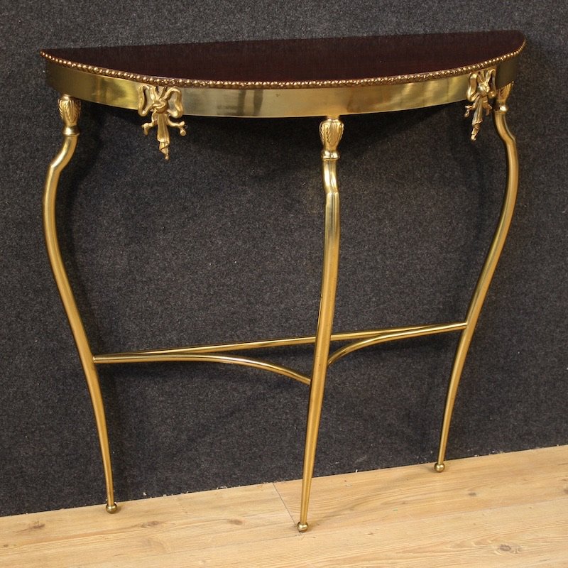 Console italienne en laiton doré du 20ème siècle