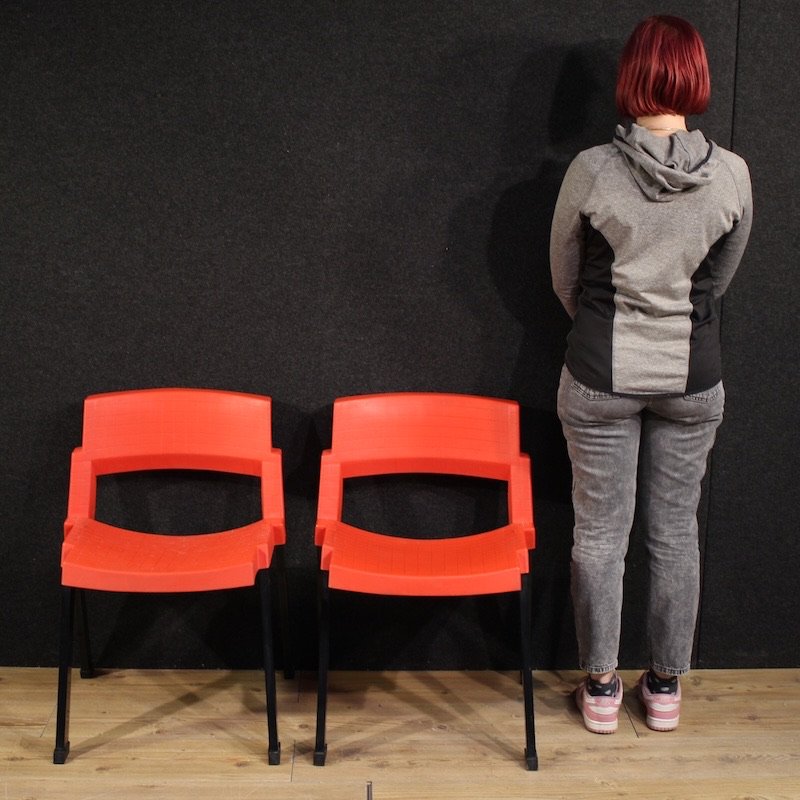 Pair Of Red City Chairs By Lucci & Orlandini For Lamm-photo-2