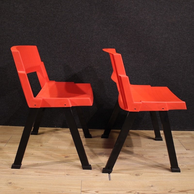 Pair Of Red City Chairs By Lucci & Orlandini For Lamm-photo-3