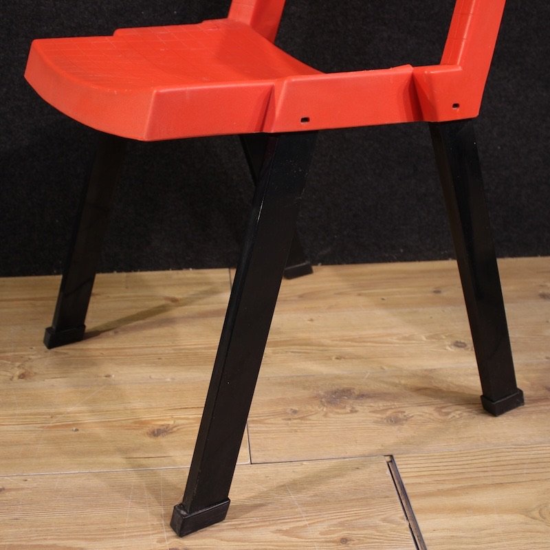 Pair Of Red City Chairs By Lucci & Orlandini For Lamm-photo-4