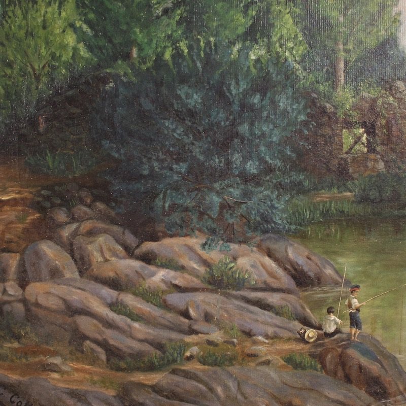 Tableau espagnol de paysage signé C. Coll 1883-photo-6