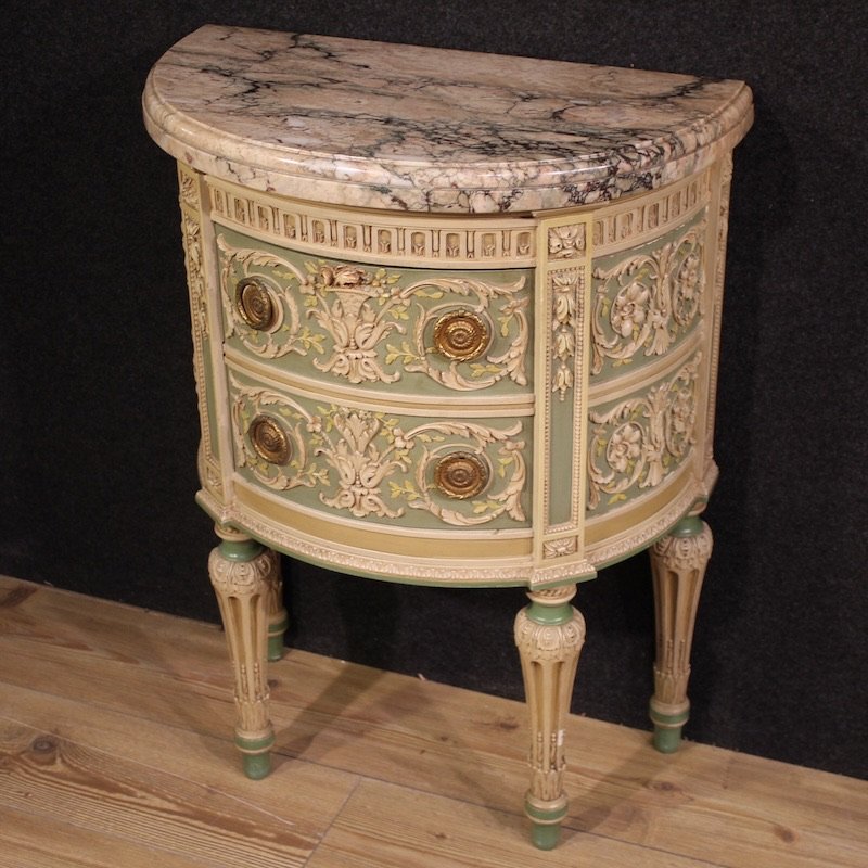 Paire de tables de chevet italiennes laquées de style Bonzanigo, Louis XVI-photo-8
