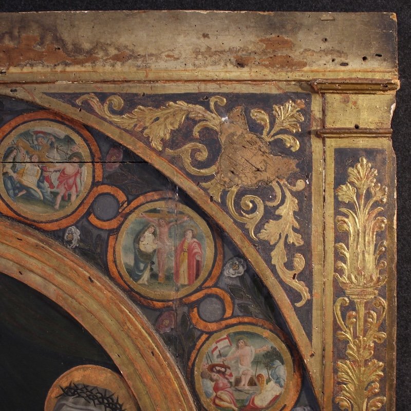 Great 16th-century Italian Painting On Panel, Sacred Conversation-photo-3