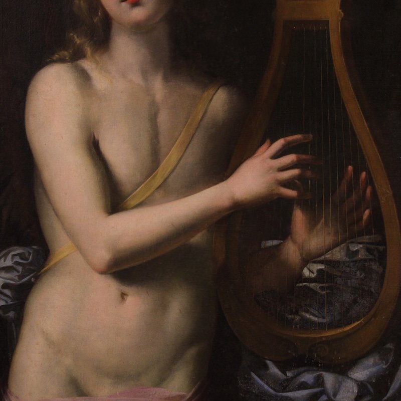 Antique 17th-century Mythological Painting, Apollo Playing The Lyre-photo-3