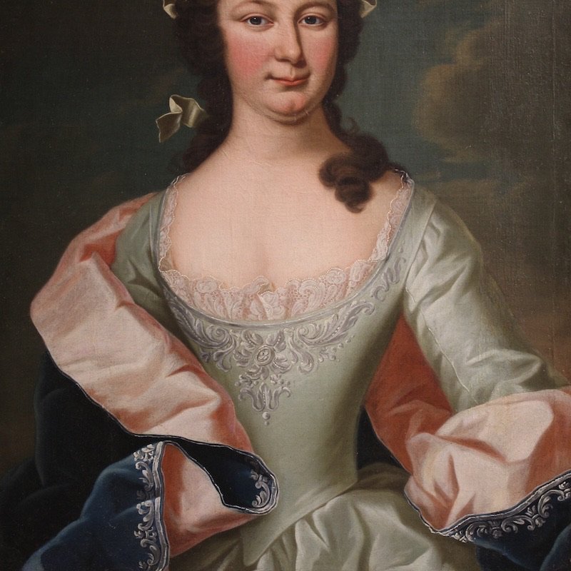 Ancien tableau portrait de noble femme du 19ème siècle-photo-3