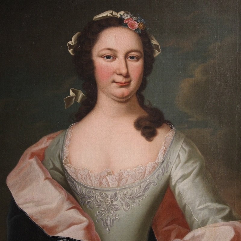 Ancien tableau portrait de noble femme du 19ème siècle