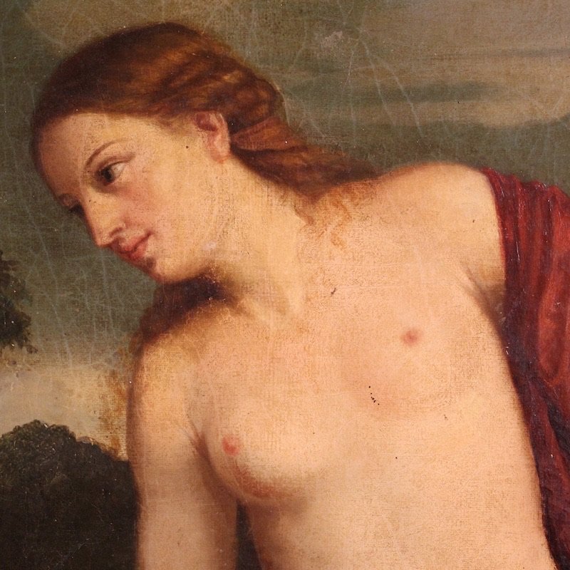 Tableau italien ancien L'Amour sacré du 19ème siècle-photo-1