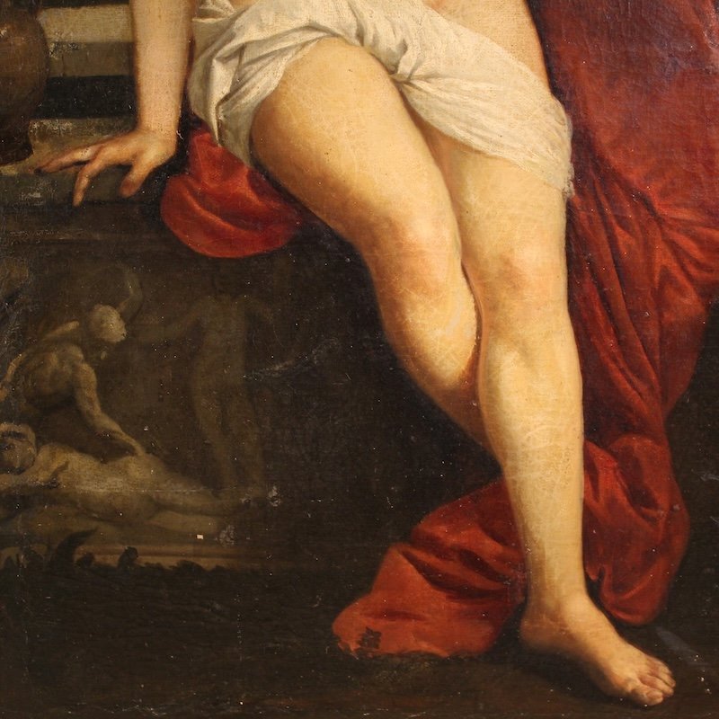Tableau italien ancien L'Amour sacré du 19ème siècle-photo-5