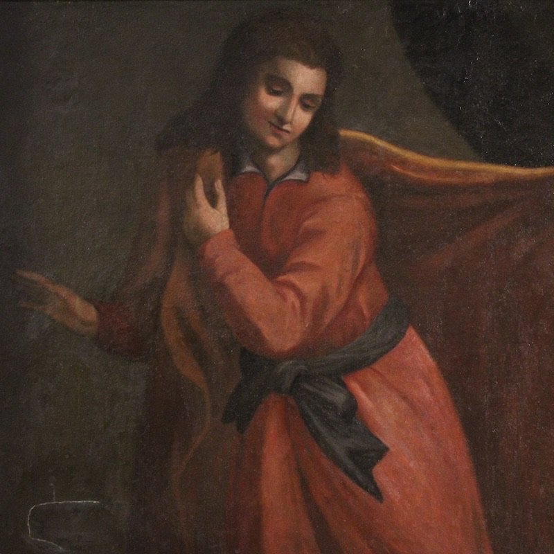Ancien tableau italien Joseph et la femme de Potiphar du 17ème siècle-photo-3