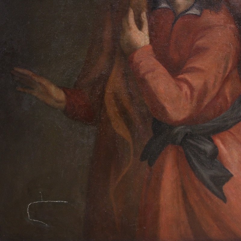Ancien tableau italien Joseph et la femme de Potiphar du 17ème siècle-photo-6