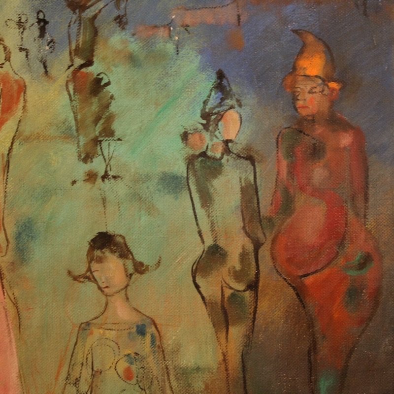 Tableau italien, Famille d'acrobates, daté de 1981-photo-7