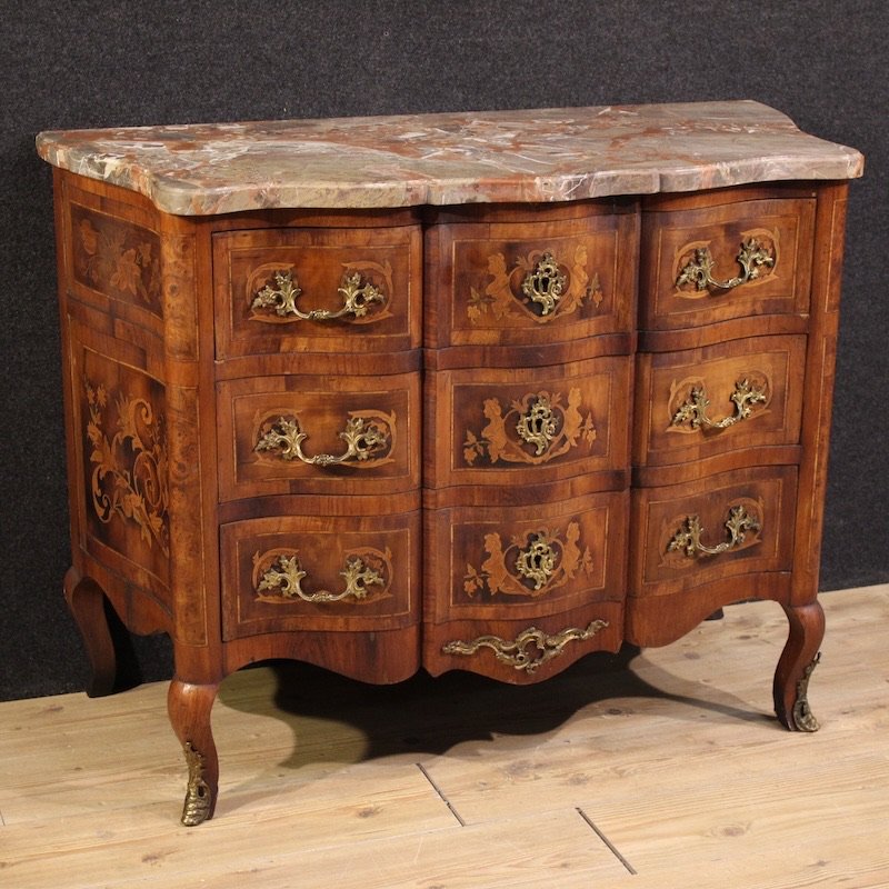 French Inlaid Commode In Louis XV Style From 20th Century