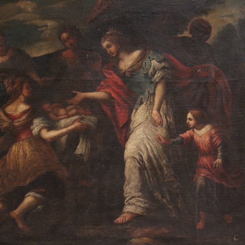 Great 17th-century Italian Painting, Moses Saved From The Waters-photo-4